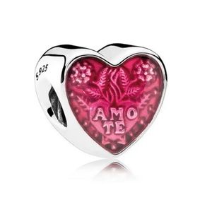 Sterling Silver Amo Te Latin Heart Charm, fits Pandora